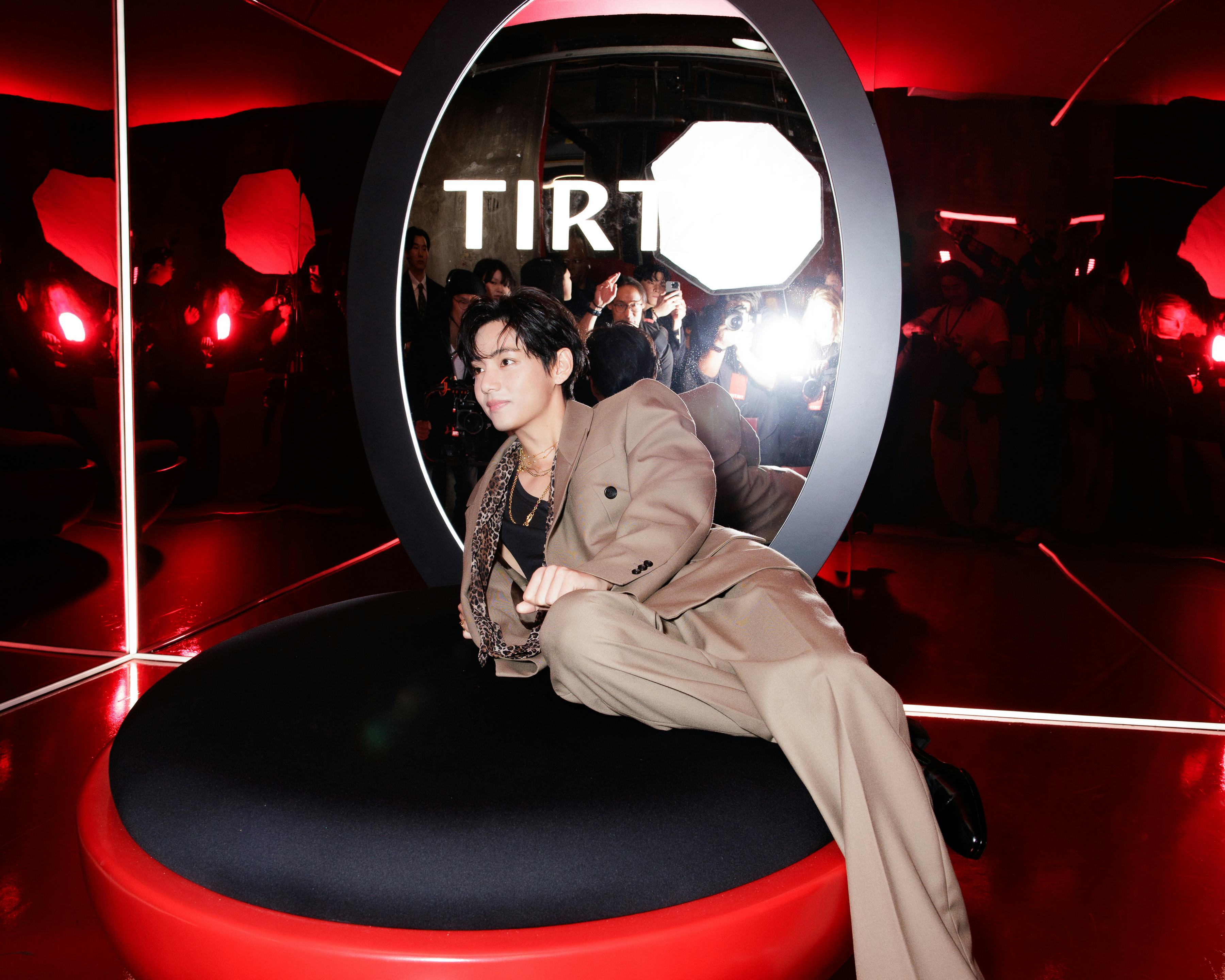 V from BTS at the TIRTIR pop-up in Los Angeles.