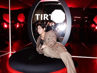 V from BTS at the TIRTIR pop-up in Los Angeles.