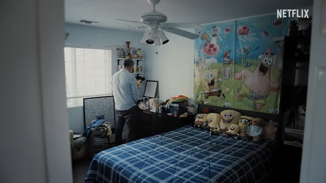 still of man standing in child's bedroom from the trailer for all the empty rooms on netflix