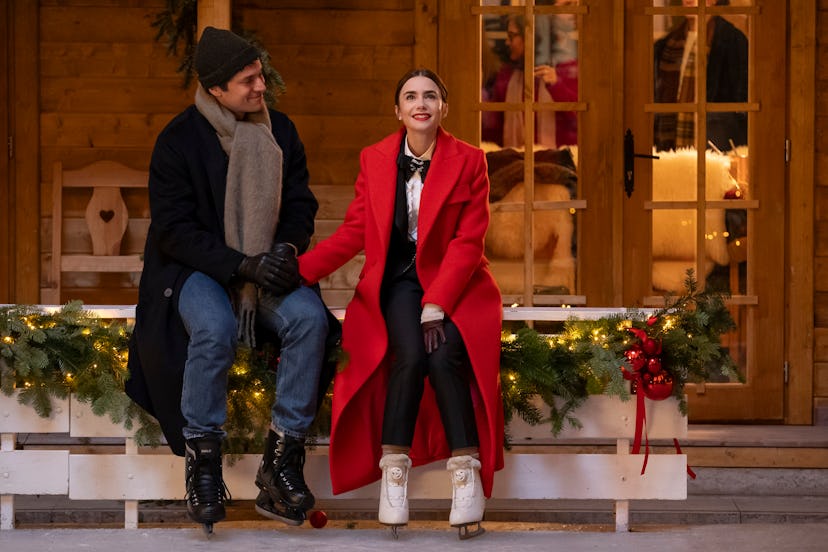 Lucas Bravo and Lily Collins in Emily in Paris. Photo via Netflix