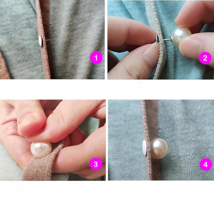 ZLMCUJE No-Sew Pearl Brooch Buttons (10-Pack)