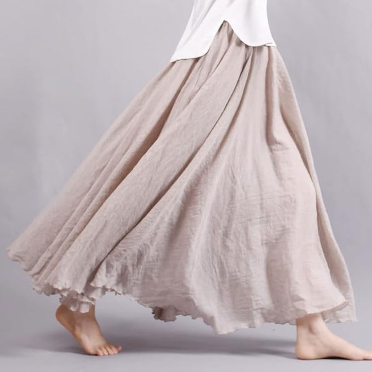 OCHENTA Linen Maxi Skirt