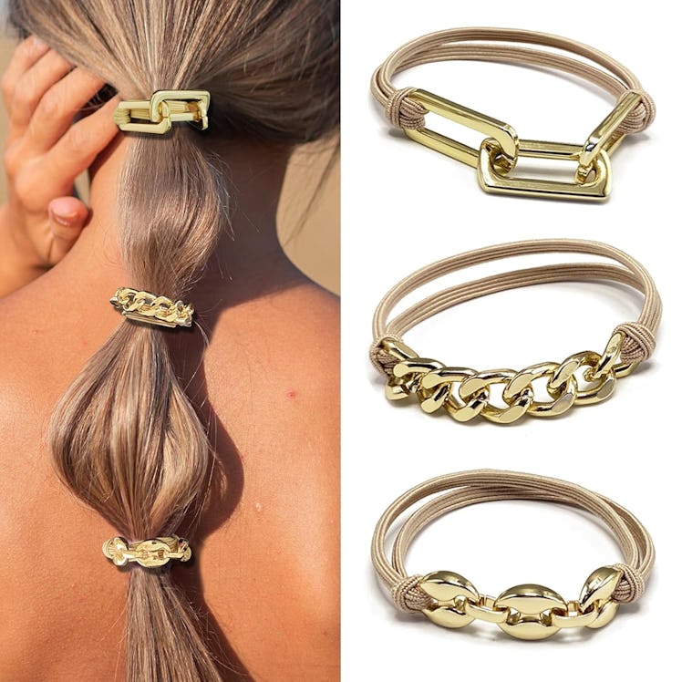 LOTMIAI Gold Bracelet Hair Ties (3-Pack)