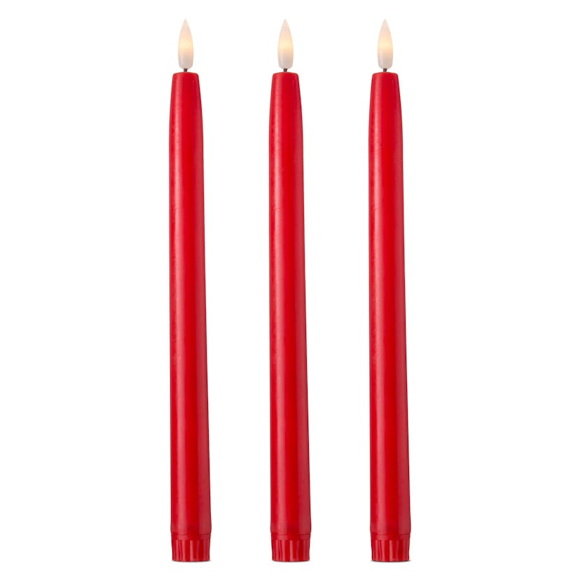 Holiday Time Battery-Operated LED Flickering Red Taper Candles