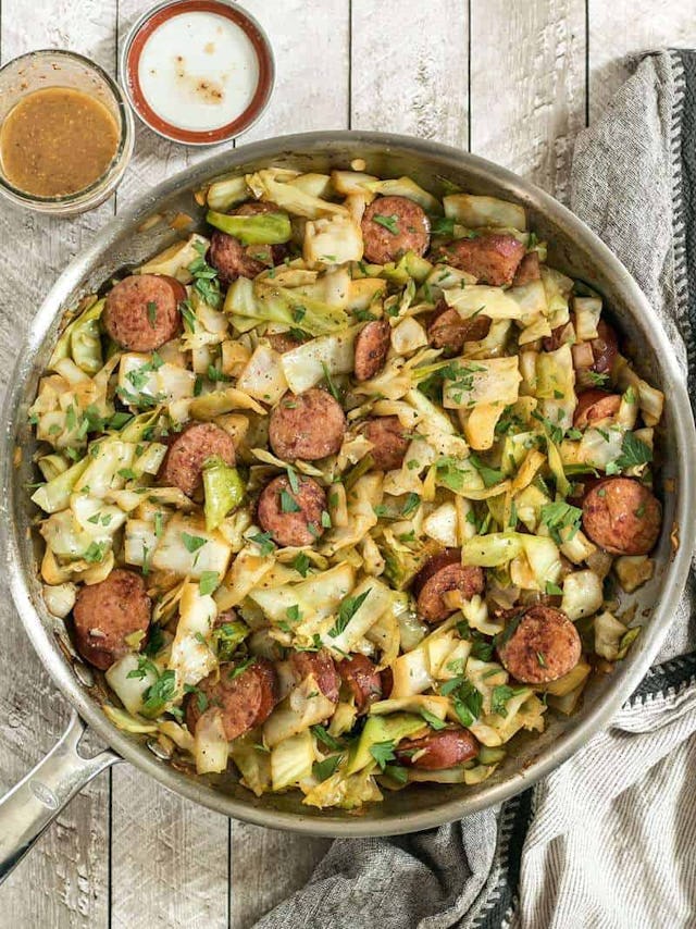 Kielbasa and Cabbage Skillet, in a story about easy cabbage recipes to make it interesting.