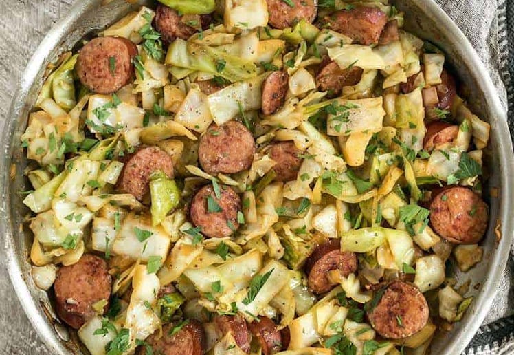 Kielbasa and Cabbage Skillet, in a story about easy cabbage recipes to make it interesting.