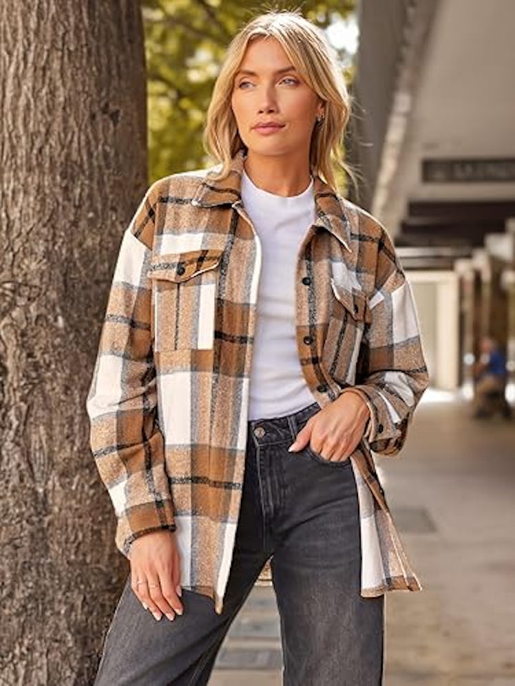 AUTOMET Casual Plaid Shacket 