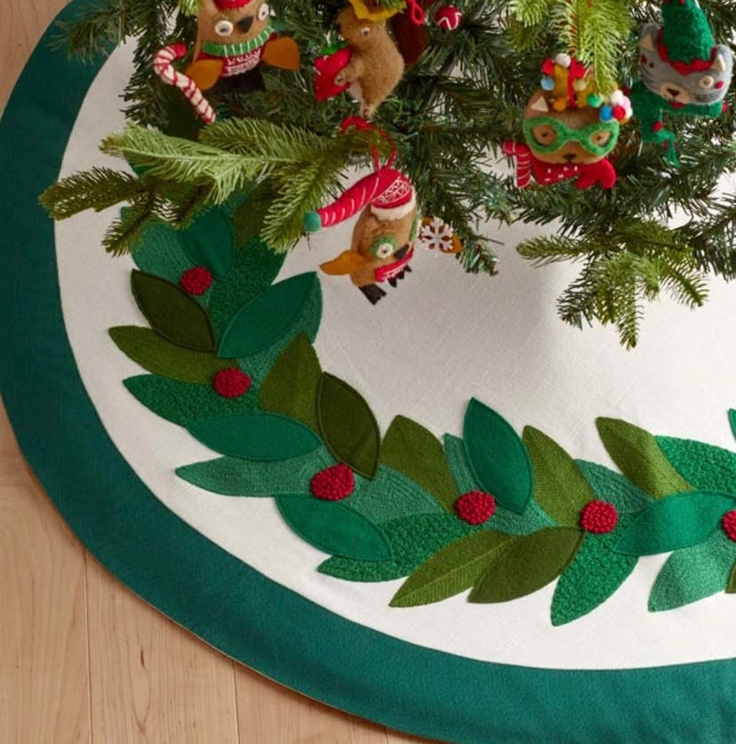 Holiday Applique Wool Felt Tree Skirt