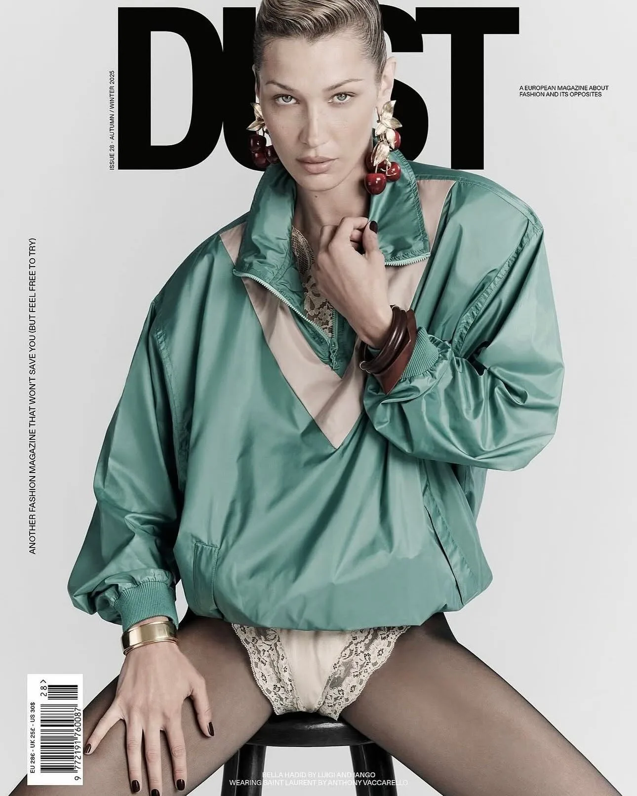 Bella Hadid on the cover of Dust Magazine.