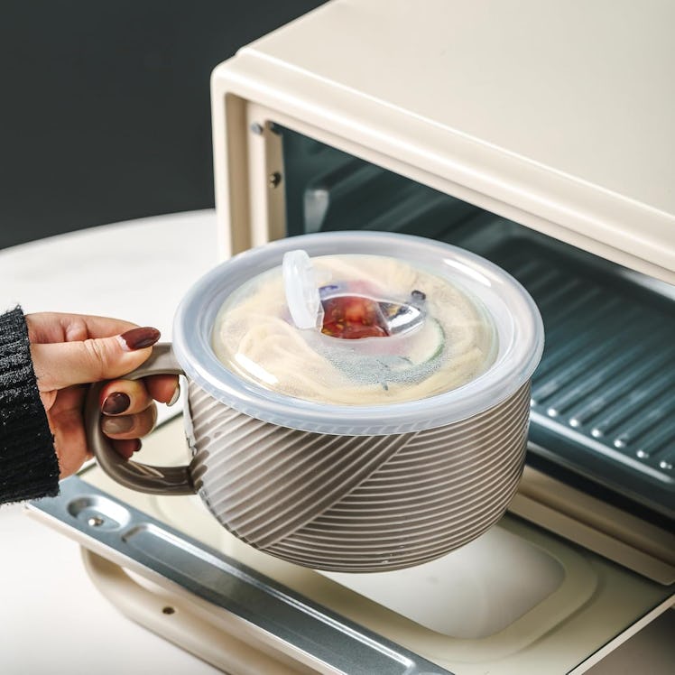 Adewnest Ceramic Soup Mug with Lid