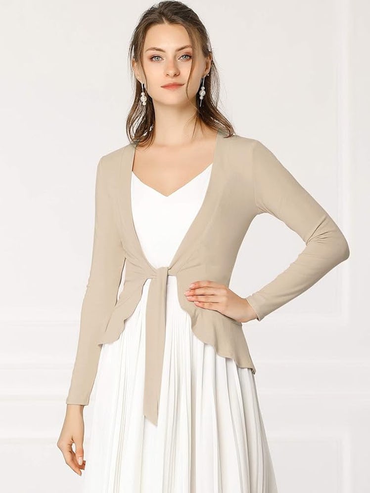 Allegra K Tie-Front Cardigan