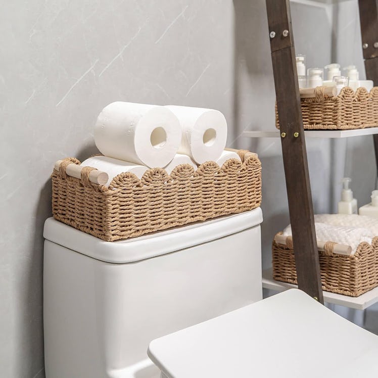 CubesLand Scalloped Edge Toilet Storage Basket