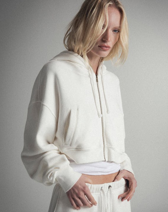 Babydoll Crop Zip Hoodie