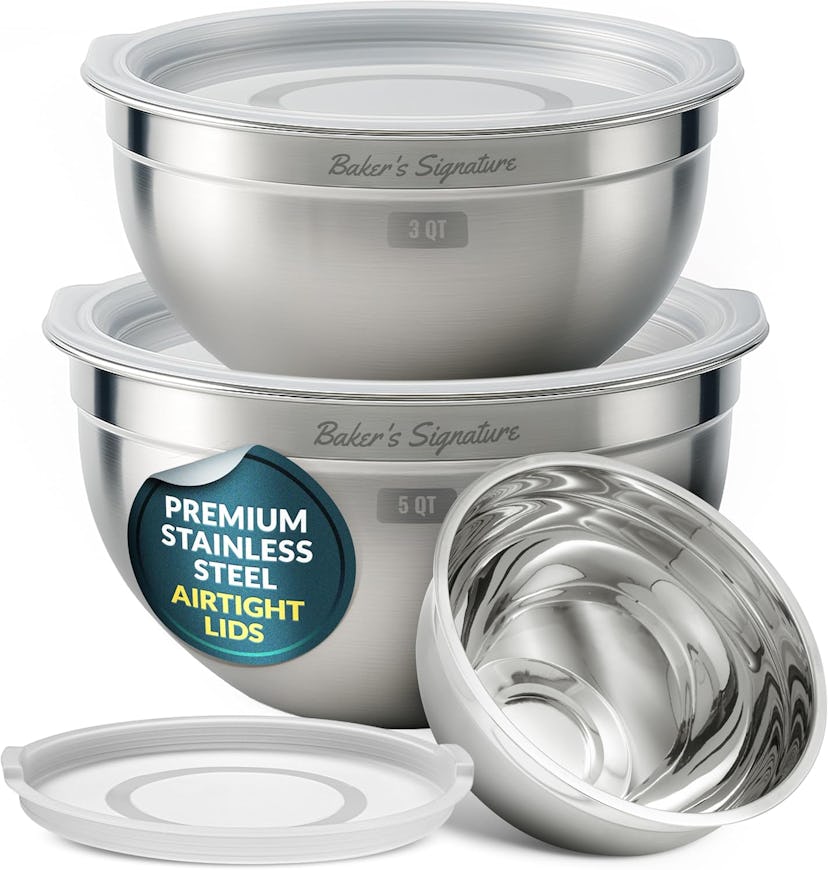 Baker's Stainless Steel Mixing Bowls With Lids