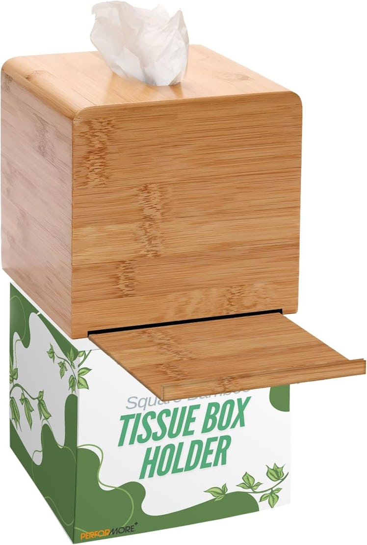 Performore Bamboo Tissue Box Cover