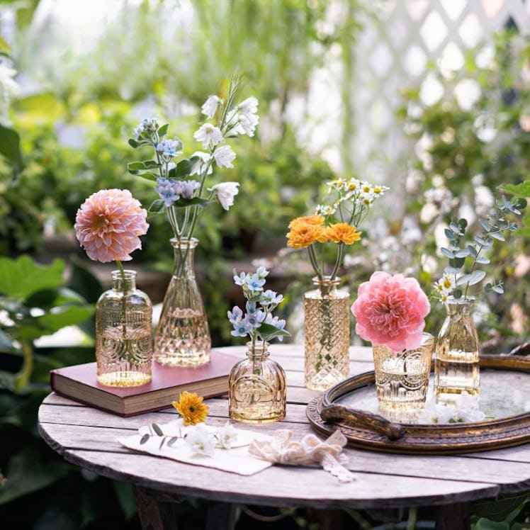 SUPMIND Embossed Glass Bud Vases (Set of 5)