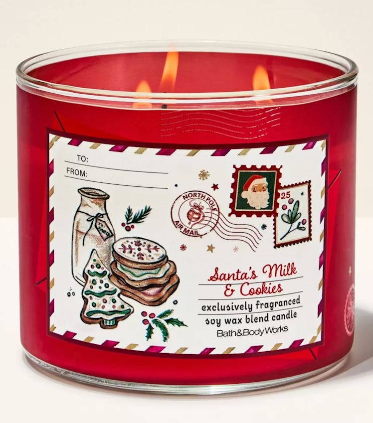 Bath & Body Works 3-Wick Santa's Milk & Cookies Candle