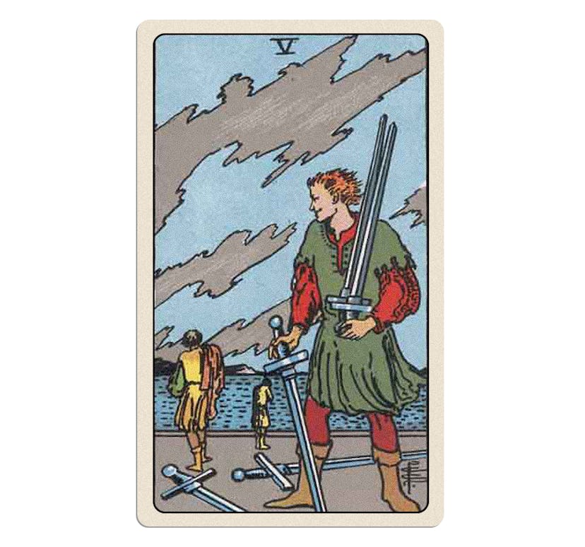 Your tarot reading for December 2025 includes the Five of Swords.
