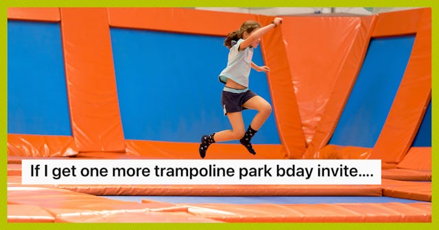 A kid at a trampoline park.