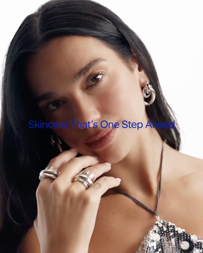 Dua Lipa went pantless to announce her new skin care line.