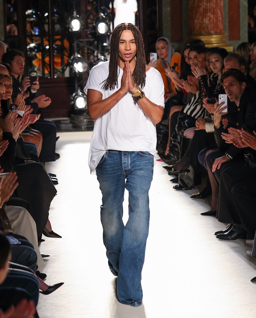Olivier Rousteing at Balmain's spring 2026 show in Paris.