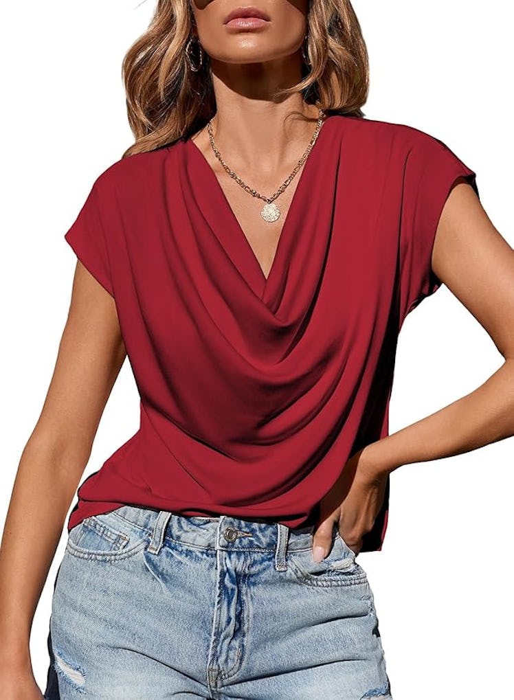 EVALESS Cowl Neck Top