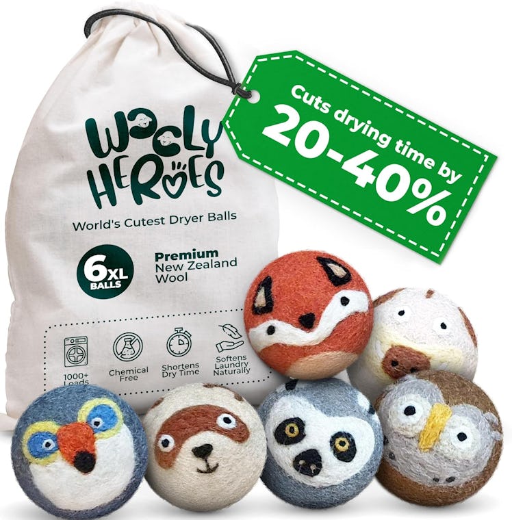 WOOLY HEROES Reusable Wool Dryer Balls (6-Pack)