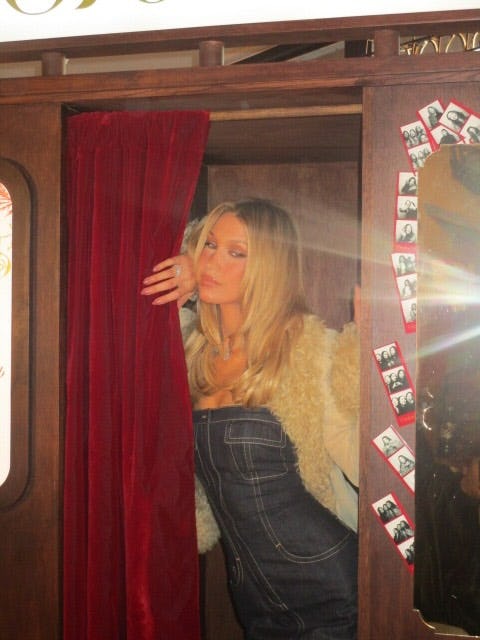 Bella Hadid's denim mini and fur coat