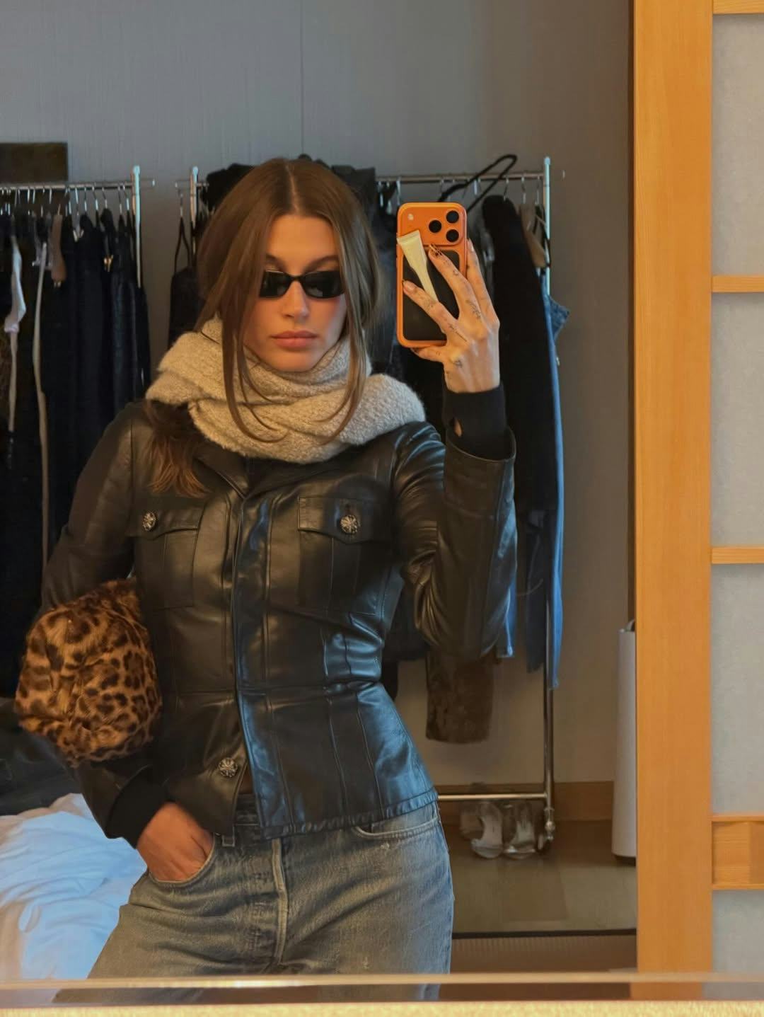 Hailey Bieber cosigned 2026's hottest animal print trend in a pair of zebra print pants.