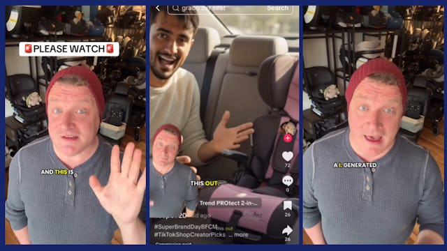 CPST Jamie Grayson speaks to camera about an AI car seat review video.