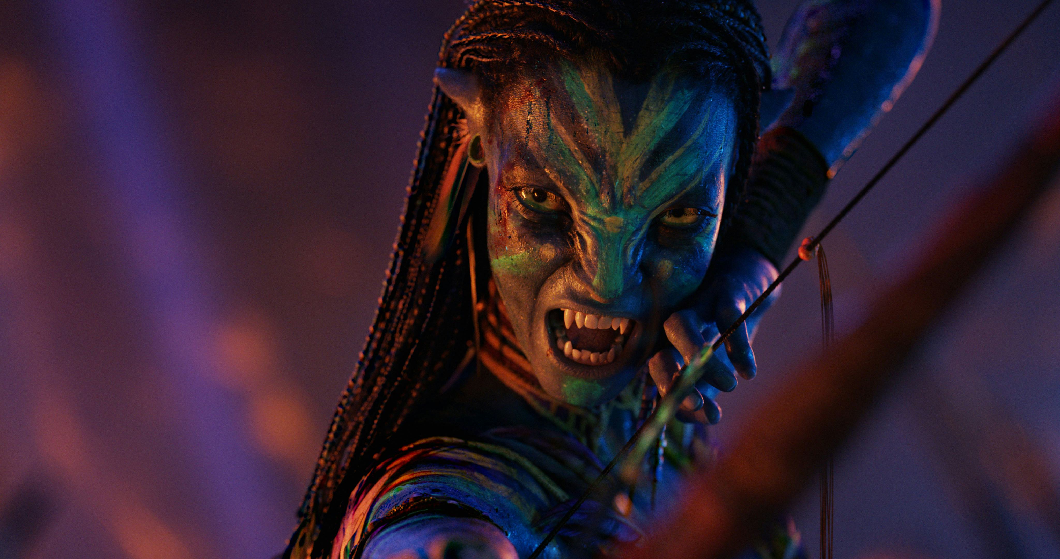Zoe Saldaña as Neytiri in Avatar: Fire & Ash
