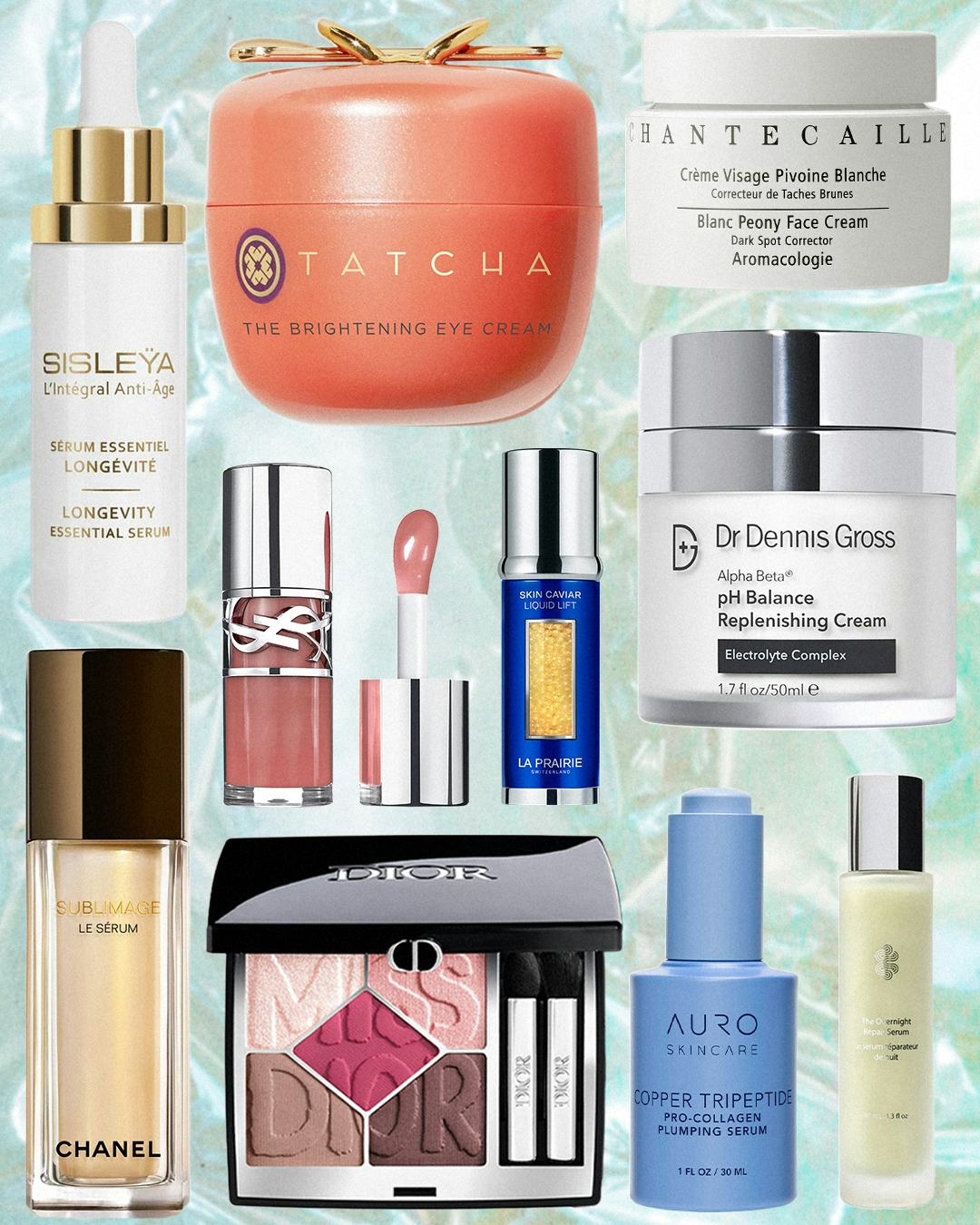 a collage of beauty products