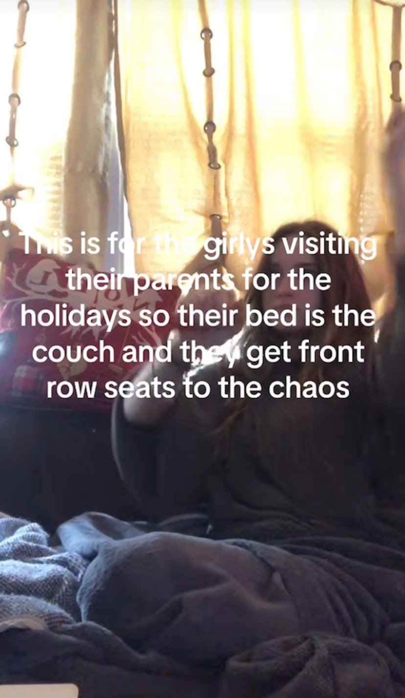 Sleeping at your parent's house.