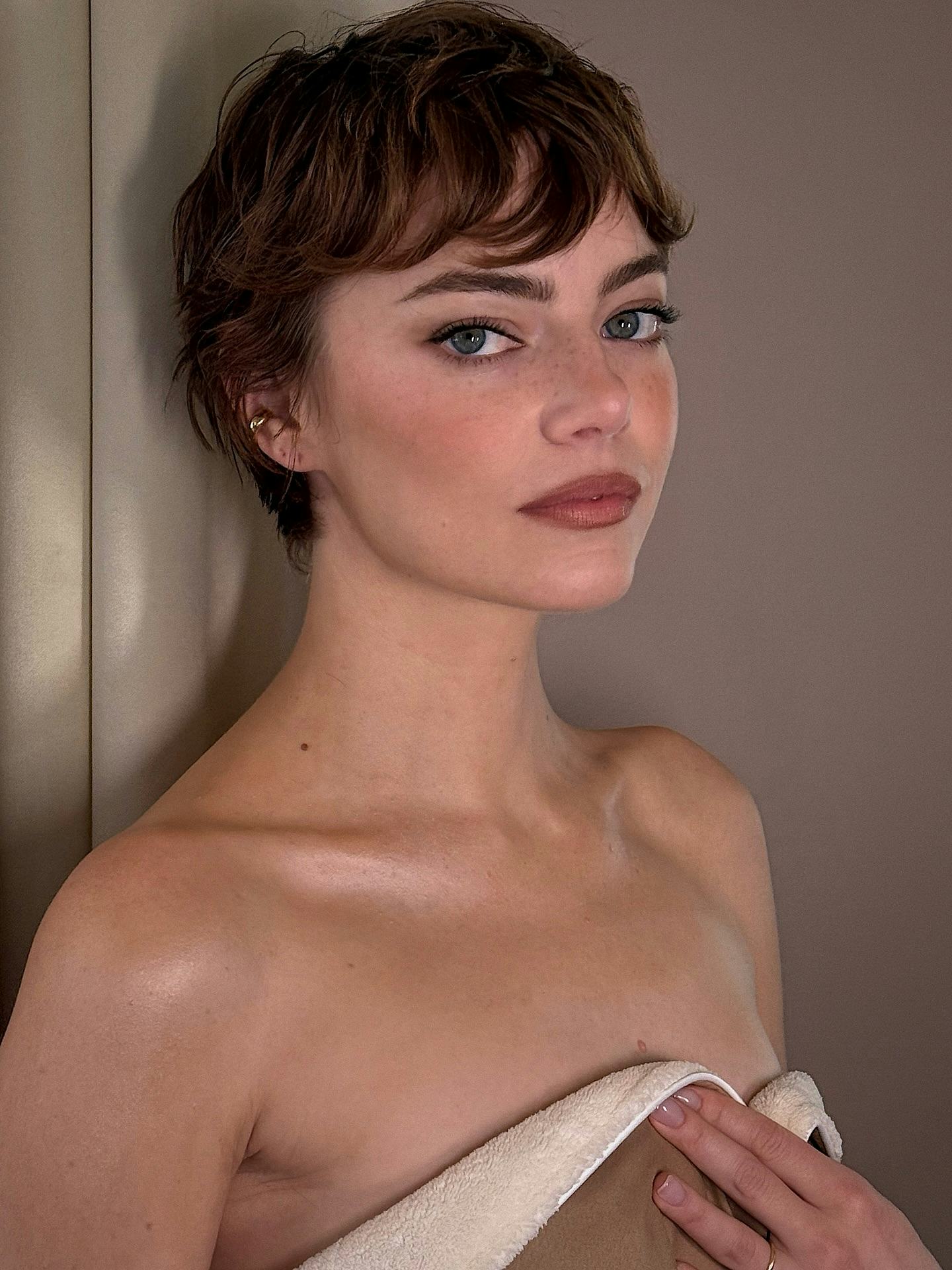 Emma Stone with a bixie haircut