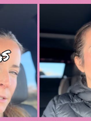 A woman talks into the camera about how she wishes she lied to her daughter about santa.