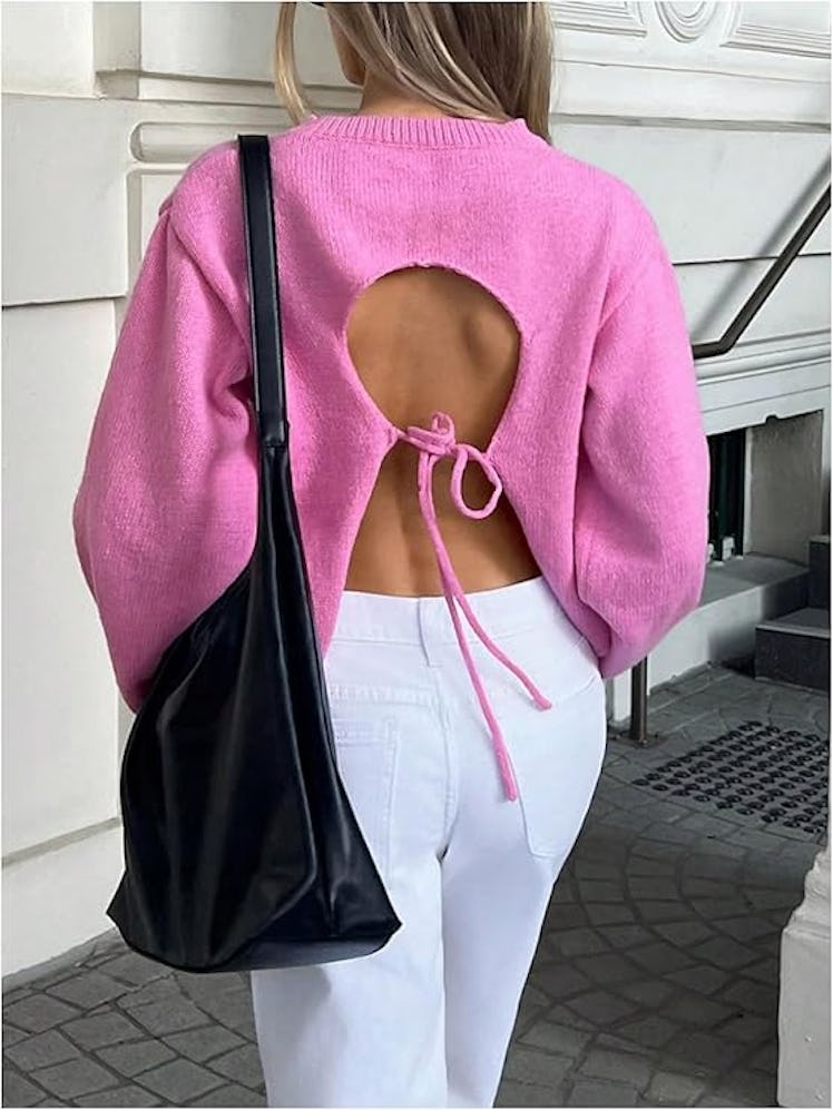GORGLITTER Open Back Sweater