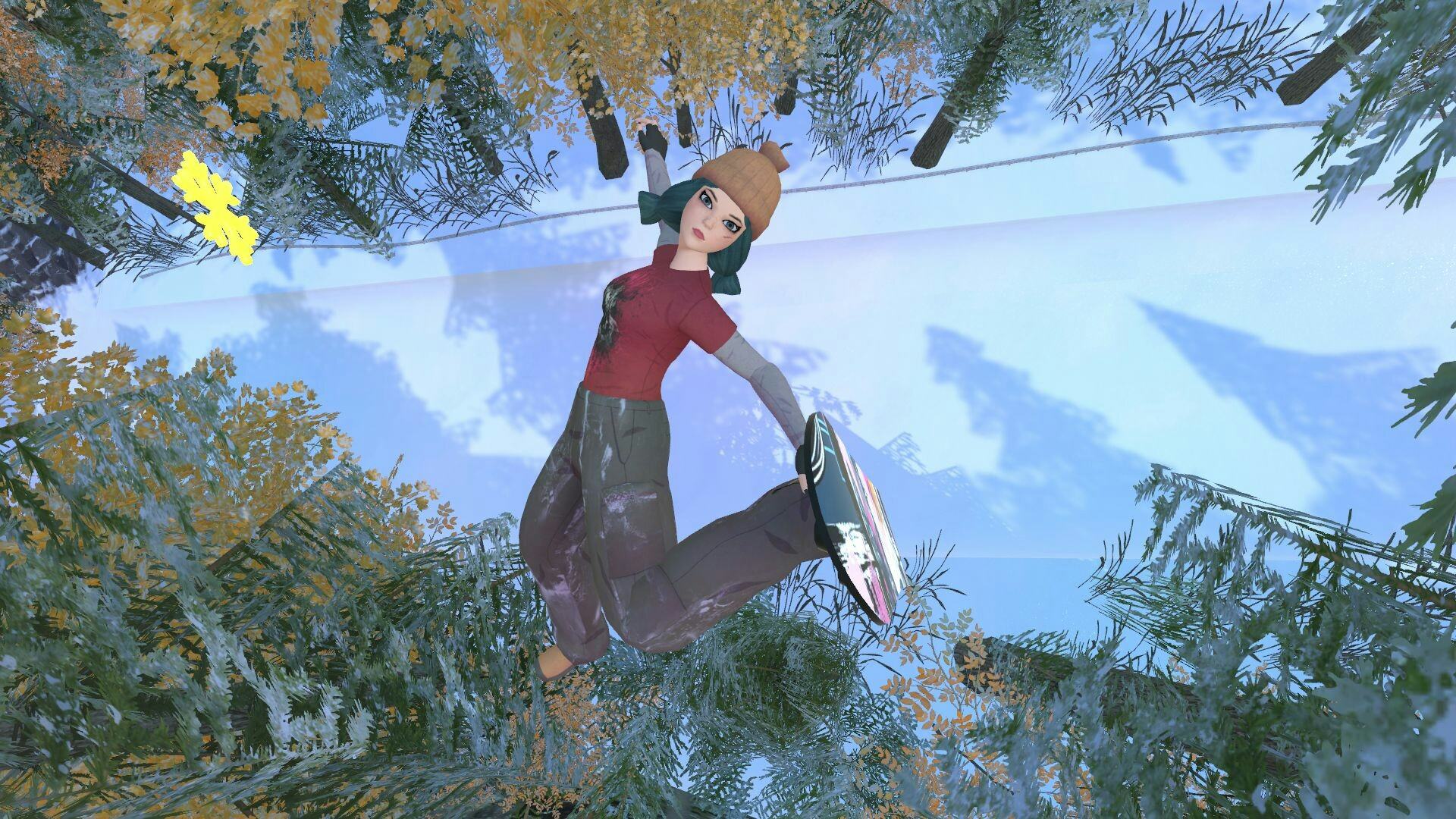 A woman snowboarder performs a melon grab.