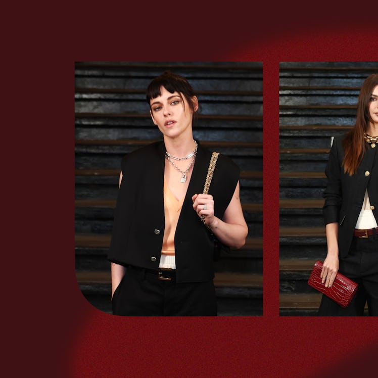 Kristen Stewart and Emily Ratajkowski at the 2026 Chanel Metiers D'art show.