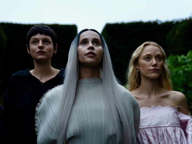 Emma Corrin, Felicity Jones, and Maika Monroe in 100 Nights of Hero