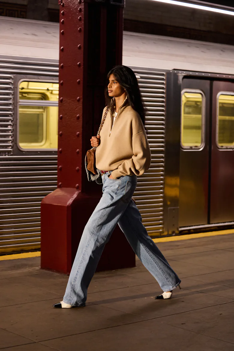 a look from chanel's metiers d'art show in new york city in a subway station