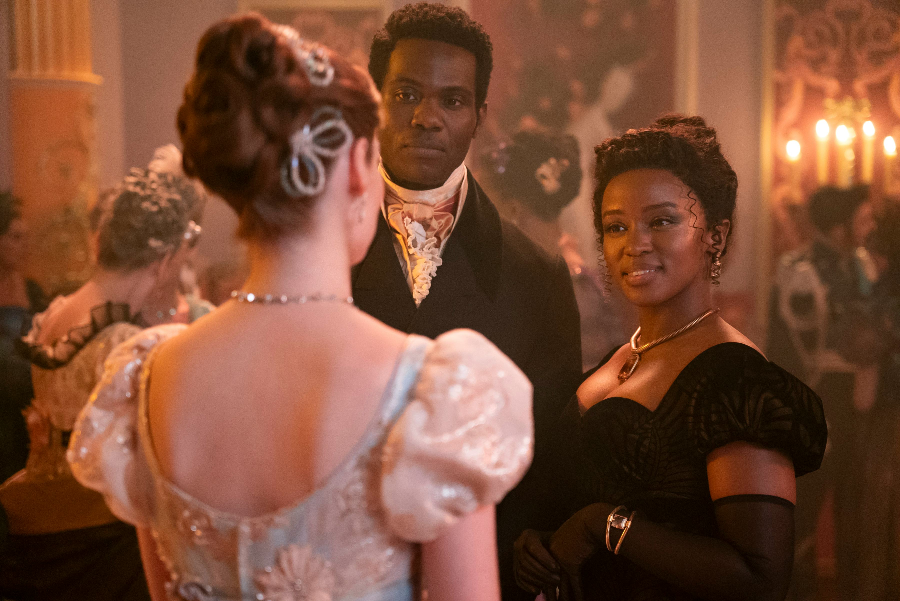 Francesca, John, and Michaela in Bridgerton Season 3. Photo via Netflix