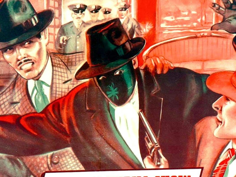 The Green Hornet Strikes Again!, poster, center and bottom right, in green mask: Warren Hull; girl o...