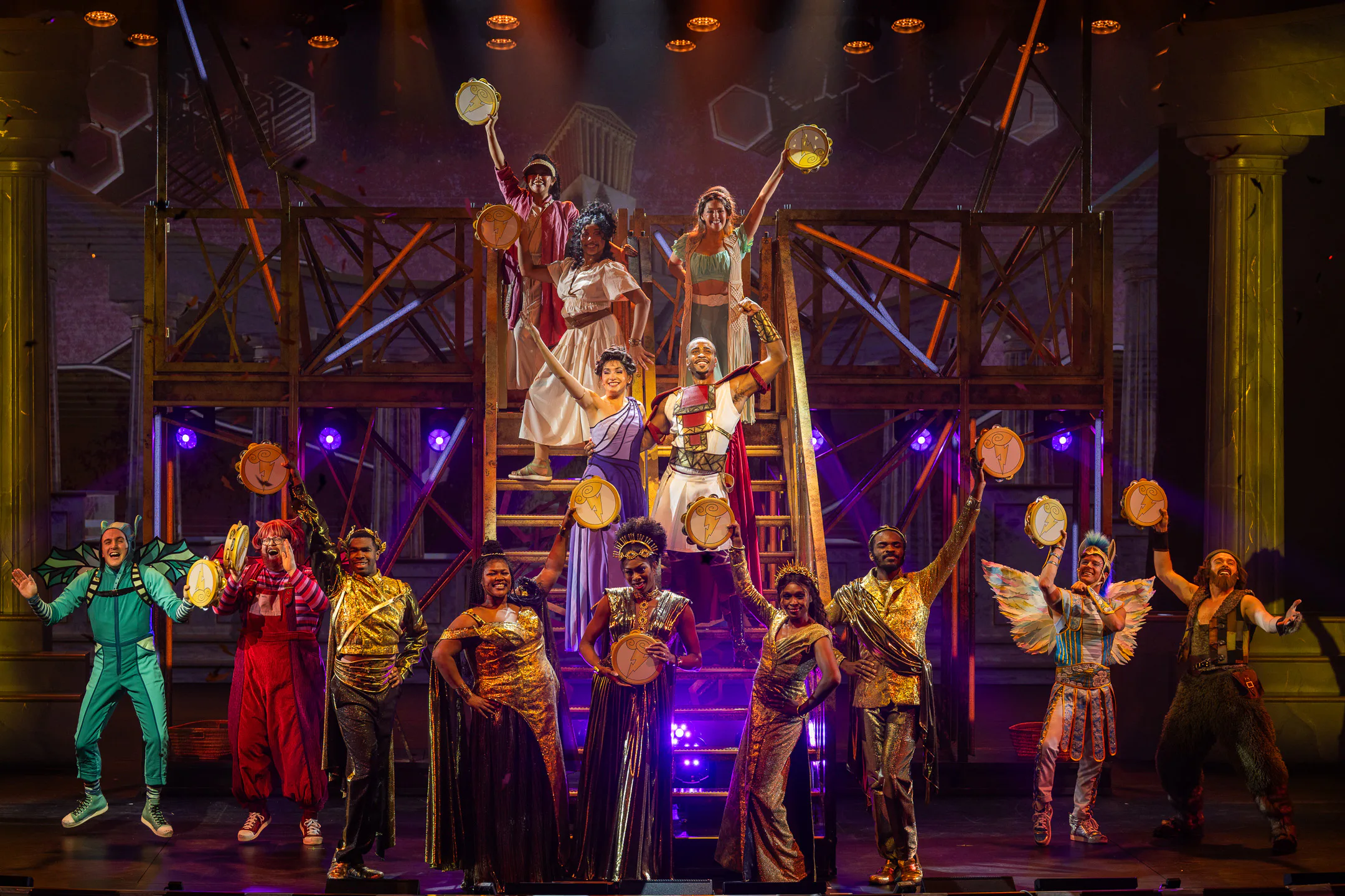 A photo of the cast of Disney Cruise Line's stage production of 'Hercules'
