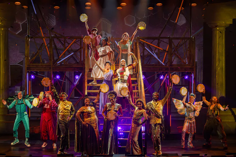 A photo of the cast of Disney Cruise Line's stage production of 'Hercules'