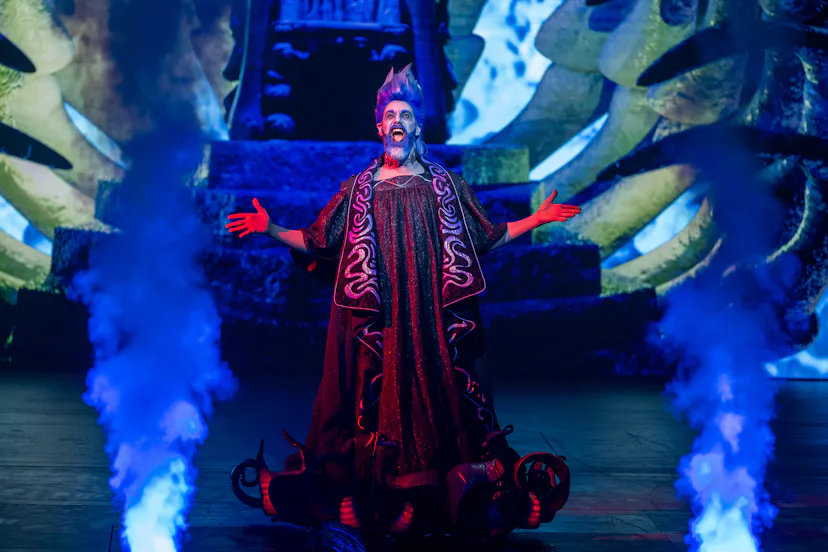 A photo of Matthew Patrick Quinn as Hades in Disney Cruise Line's stage production of 'Hercules'