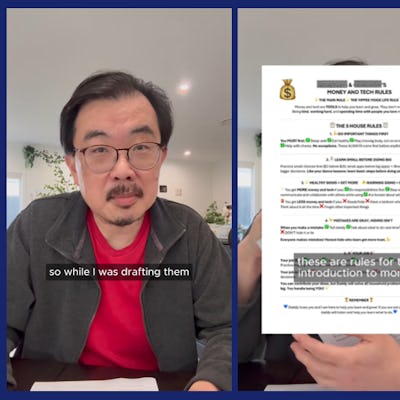 screen grabs of a dad speaking to camera about his family's policies around using technology