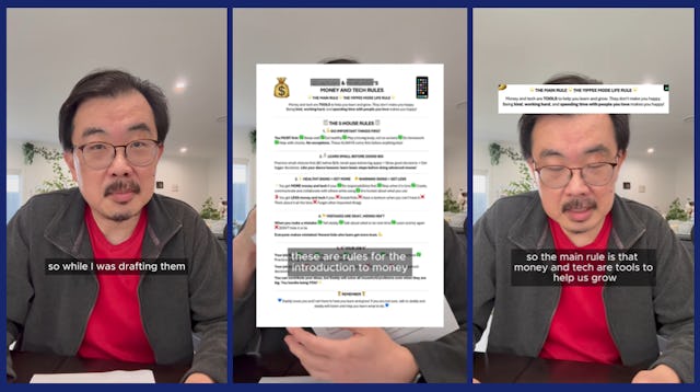 screen grabs of a dad speaking to camera about his family's policies around using technology