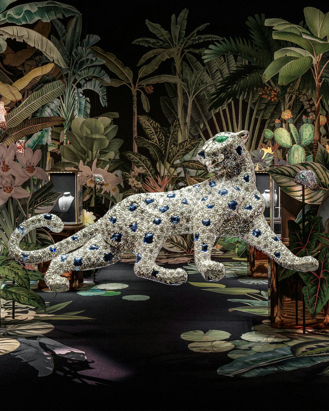 A Cartier Panthère piece atop the new Cartier exhibition space