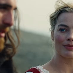 Jacob Elordi and Margot Robbie in Wuthering Heights. Screenshot via Warner Bros. YouTube