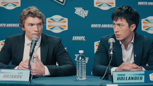 Connor Storrie and Hudson Williams on Heated Rivalry. Photo via HBO Max